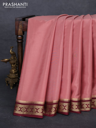 Peach & Wine Pure Mysore Silk Saree