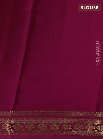 Lime Yellow & Purple Pure Mysore Silk Saree