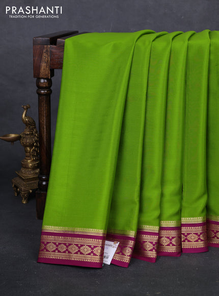 Green & Purple Pure Mysore Silk Saree