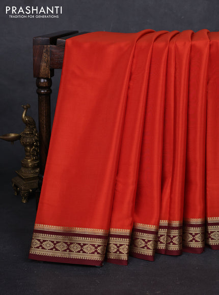 Orange & Maroon Pure Mysore Silk Saree