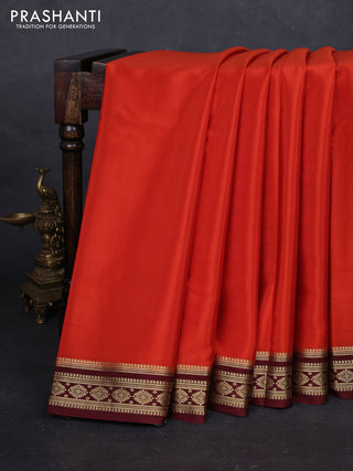 Orange & Maroon Pure Mysore Silk Saree