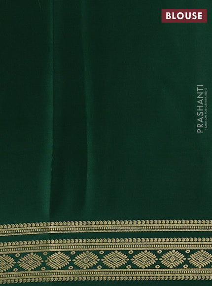 Peach Pink & Green Pure Mysore Silk Saree
