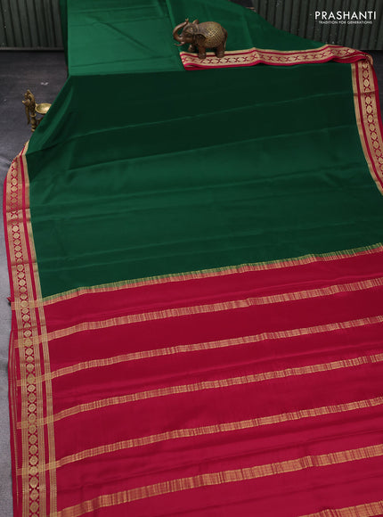 Green & Pink Pure Mysore Silk - Buttas