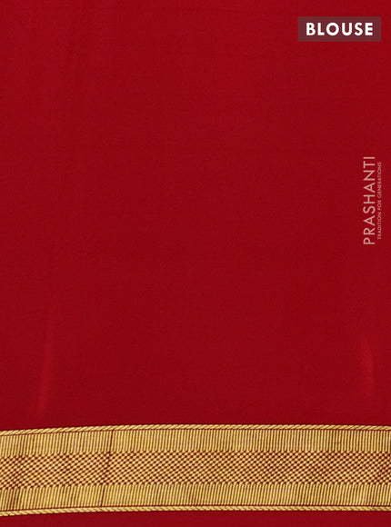 Red Pure Mysore Silk - Checks