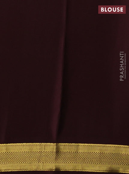 Coffee Brown Pure Mysore Silk - Checks