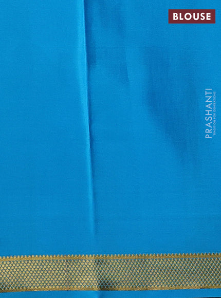 Wine & Cs Blue Pure Mysore Silk - Checks