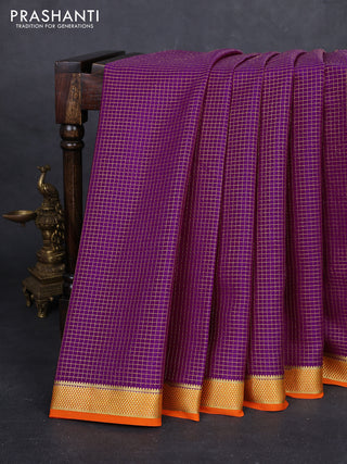 Magenta Pink & Orange Pure Mysore Silk Saree