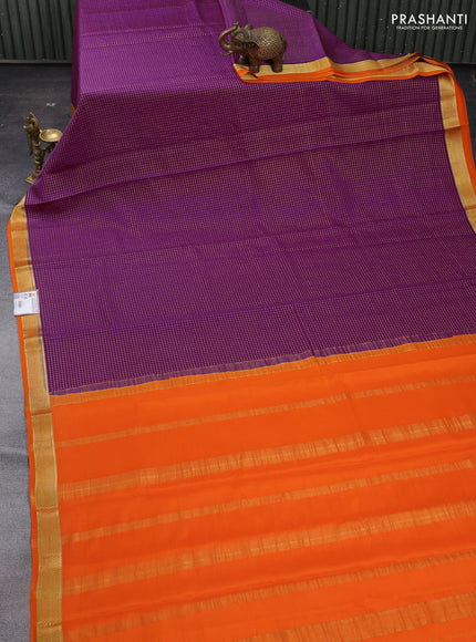 Magenta Pink & Orange Pure Mysore Silk Saree