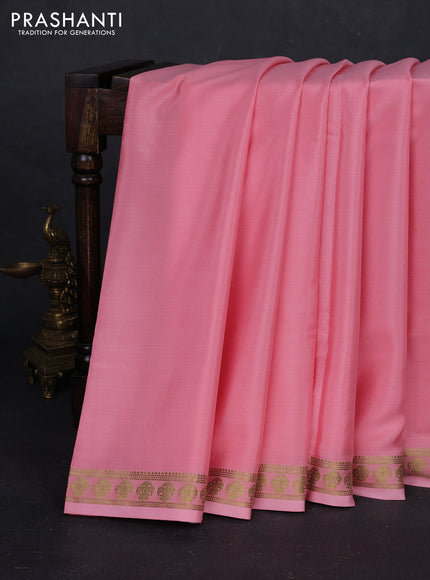 Peach Pink Pure Mysore Silk Saree