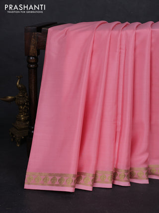 Peach Pink Pure Mysore Silk Saree