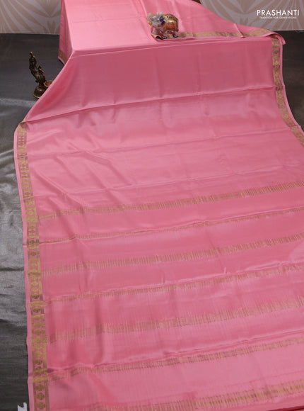 Peach Pink Pure Mysore Silk Saree