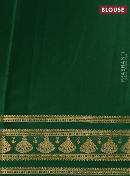 Orange & Green Pure Mysore Silk - Buttas