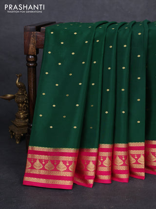 Green & Pink Pure Mysore Silk - Buttas