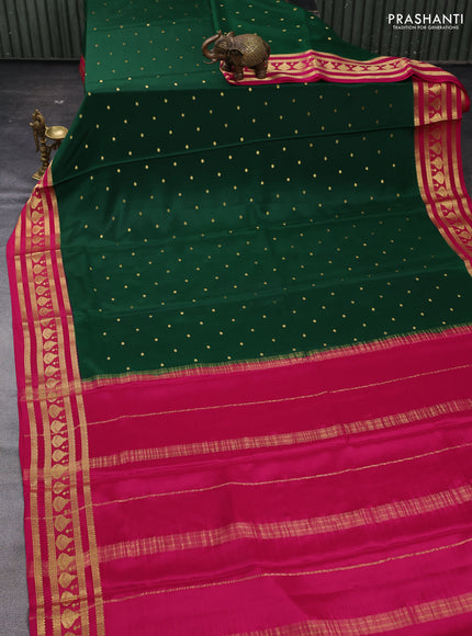 Green & Pink Pure Mysore Silk - Buttas