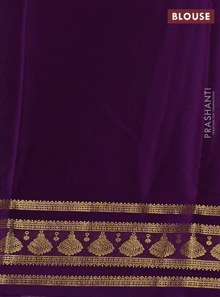 Aqua Blue & Purple Pure Mysore Silk - Buttas