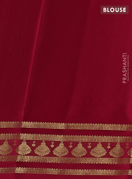 Peacock Blue & Pink Pure Mysore Silk - Buttas