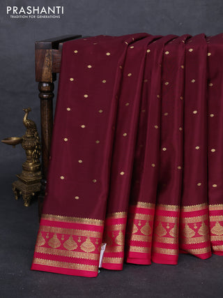 Wine & Magenta Pink Pure Mysore Silk - Buttas