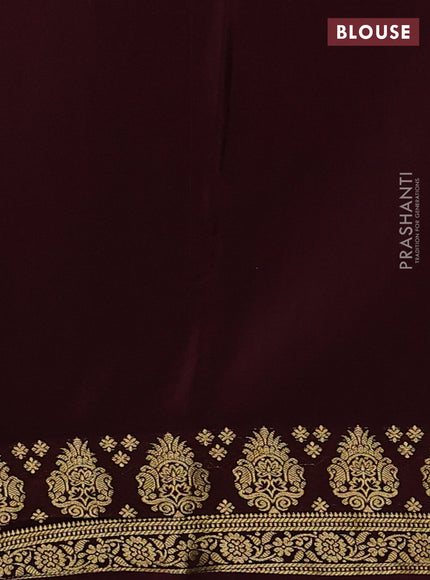 Coffee Brown Pure Mysore Silk - Checks