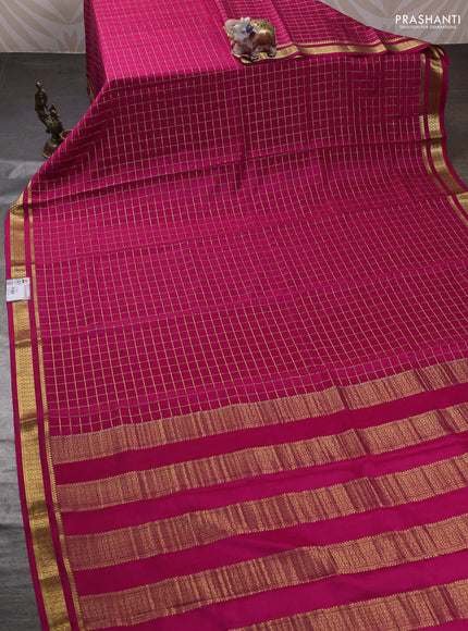 Pink Pure Mysore Silk - Checks