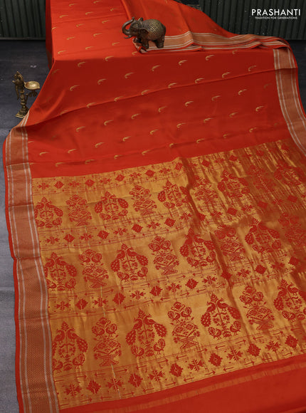 Rust Pure Mysore Silk - Muniya Buttas