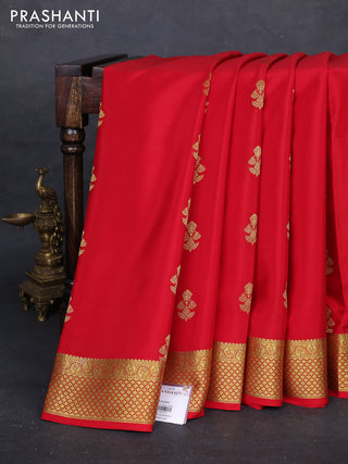 Red Pure Mysore Silk - Buttas