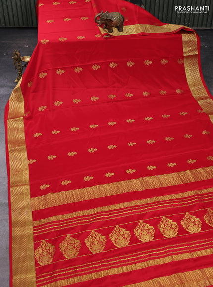 Red Pure Mysore Silk - Buttas