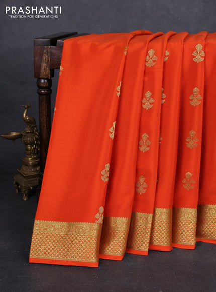 Orange Pure Mysore Silk - Buttas