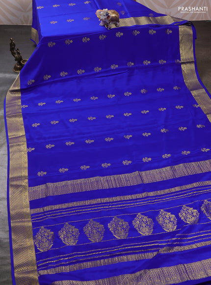 Royal Blue Pure Mysore Silk - Buttas