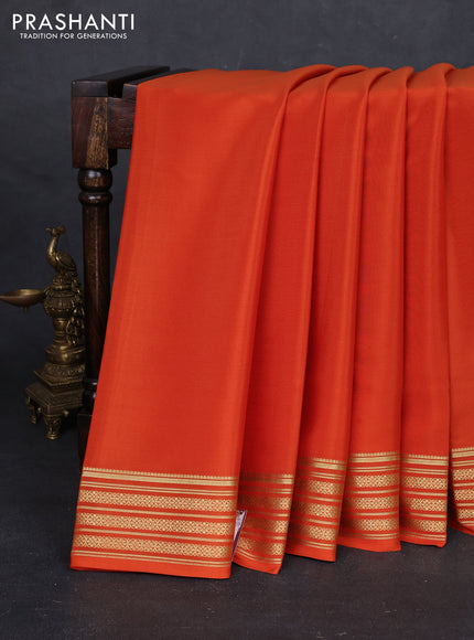 Rust Pure Mysore Silk Saree