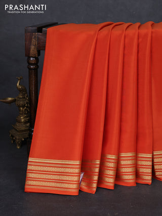 Rust Pure Mysore Silk Saree