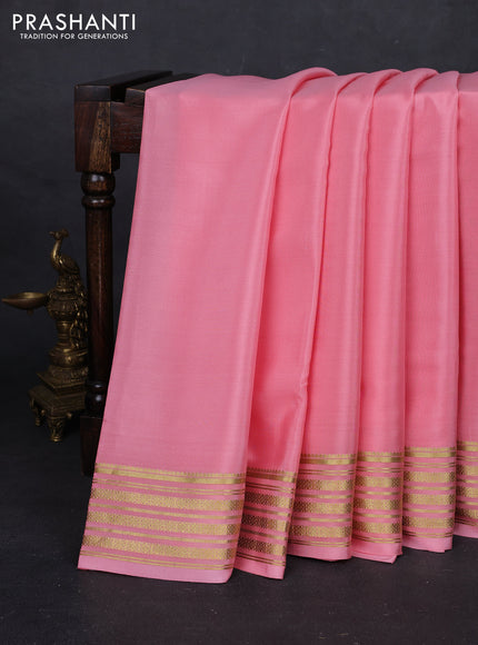Peach Pink Pure Mysore Silk Saree