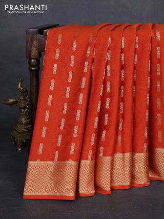 Rust Pure Mysore Silk - Self Emboss