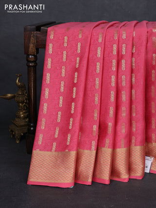 Peach Pink Pure Mysore Silk - Self Emboss