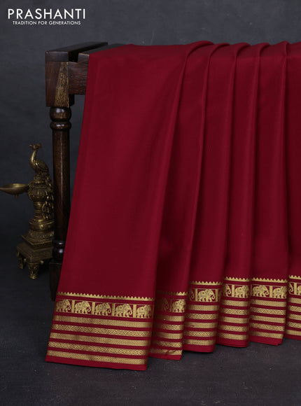 Maroon Pure Mysore Silk Saree