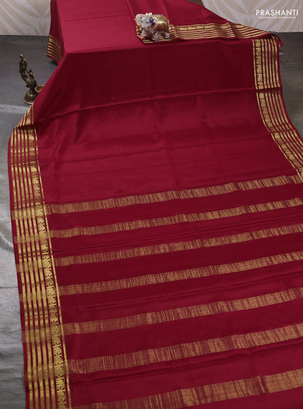 Maroon Pure Mysore Silk Saree