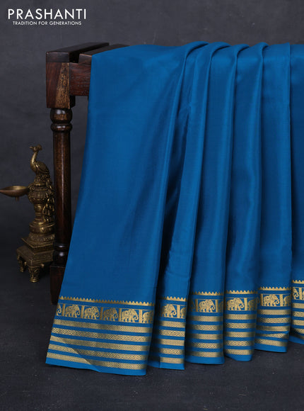 Peacock Blue Pure Mysore Silk Saree
