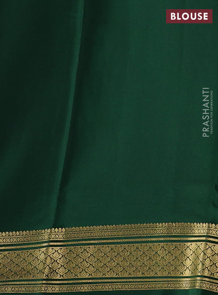 Peach Pink & Green Pure Mysore Silk Saree