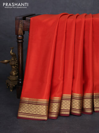 Rust & Coffee Brown Pure Mysore Silk Saree