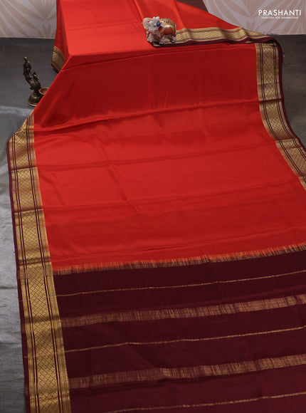 Rust & Coffee Brown Pure Mysore Silk Saree