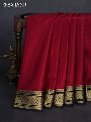 Red & Black Pure Mysore Silk Saree