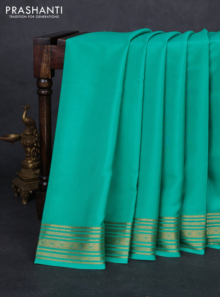 Teal Green Pure Mysore Silk Saree