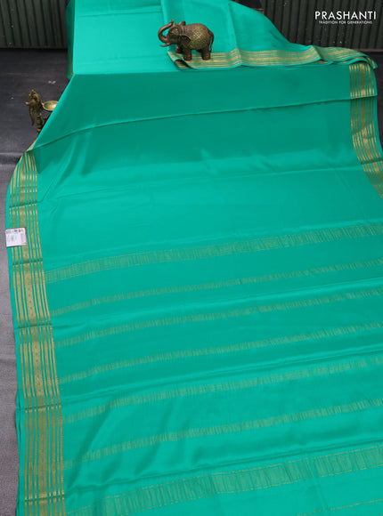 Teal Green Pure Mysore Silk Saree