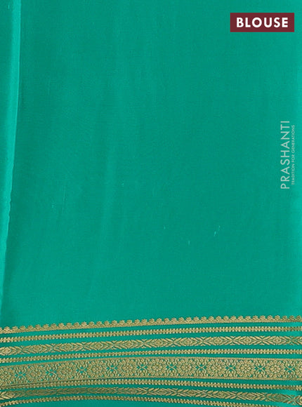 Teal Green Pure Mysore Silk Saree