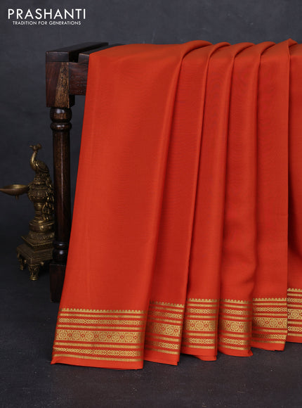 Rust Pure Mysore Silk Saree