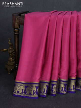 Pink & Blue Pure Mysore Silk - Buttas