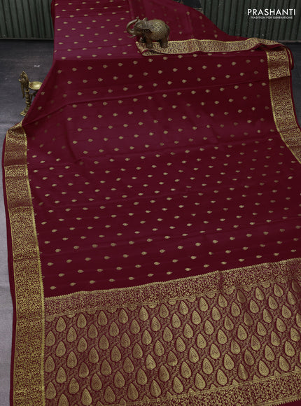Maroon Pure Mysore Silk - Buttas