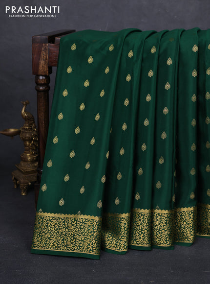 Bottle Green Pure Mysore Silk - Buttas