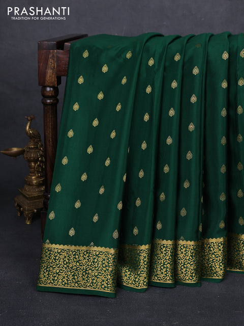 Bottle Green Pure Mysore Silk - Buttas