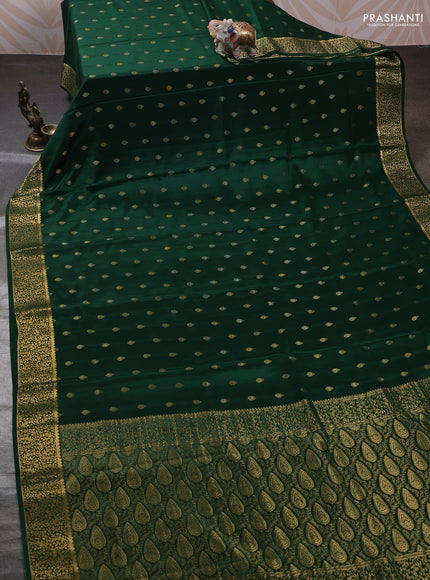 Bottle Green Pure Mysore Silk - Buttas