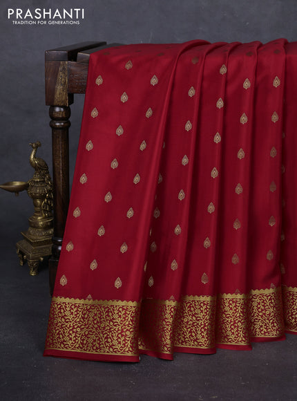 Red Pure Mysore Silk - Buttas